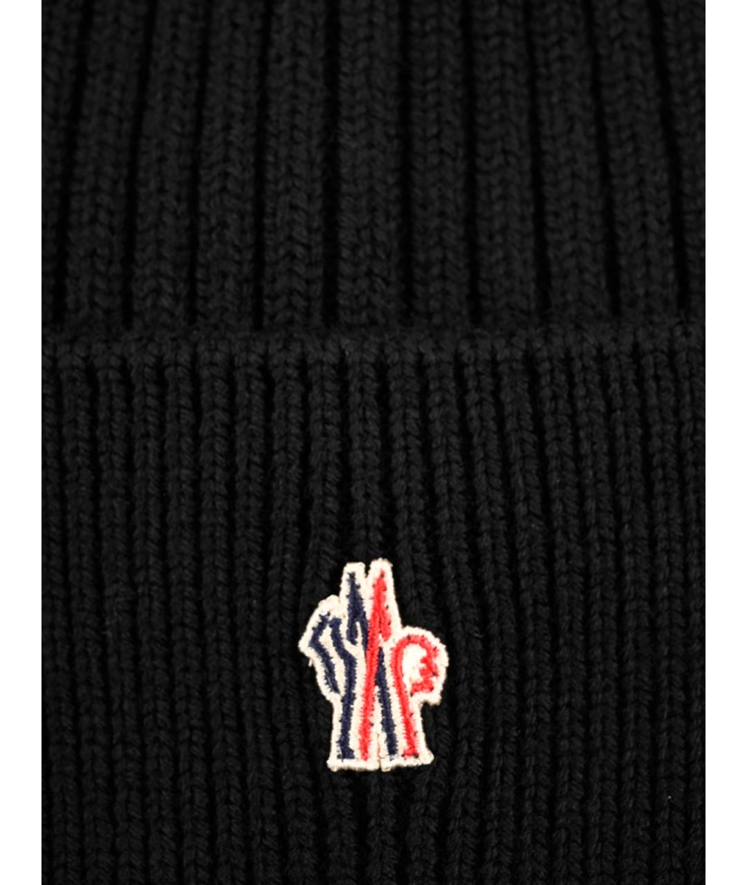 MONCLER GRENOBLE Черная шерстяная шапка, фото 3