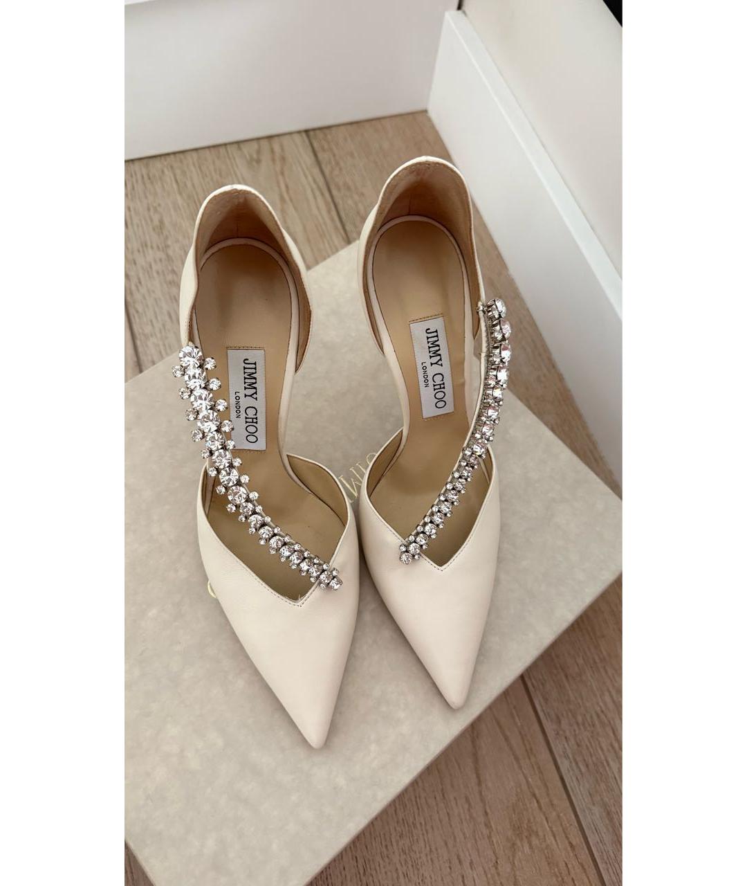 JIMMY CHOO Белые кожаные туфли, фото 2