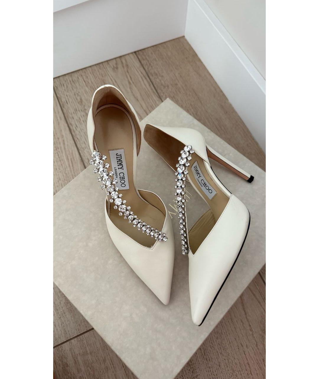 JIMMY CHOO Белые кожаные туфли, фото 9