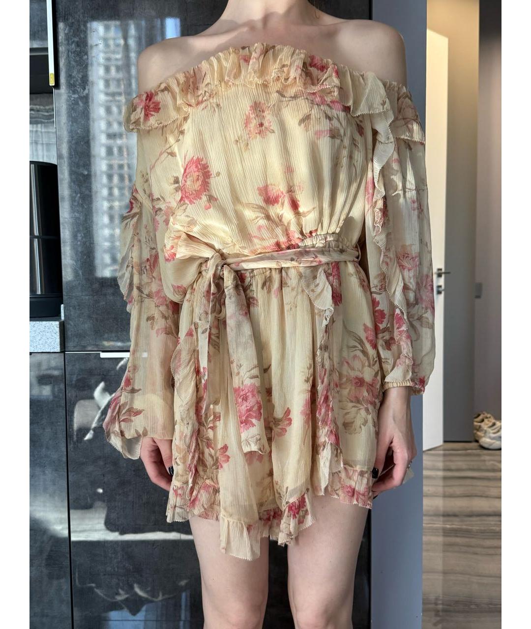 ZIMMERMANN Розовое шелковое платье, фото 3
