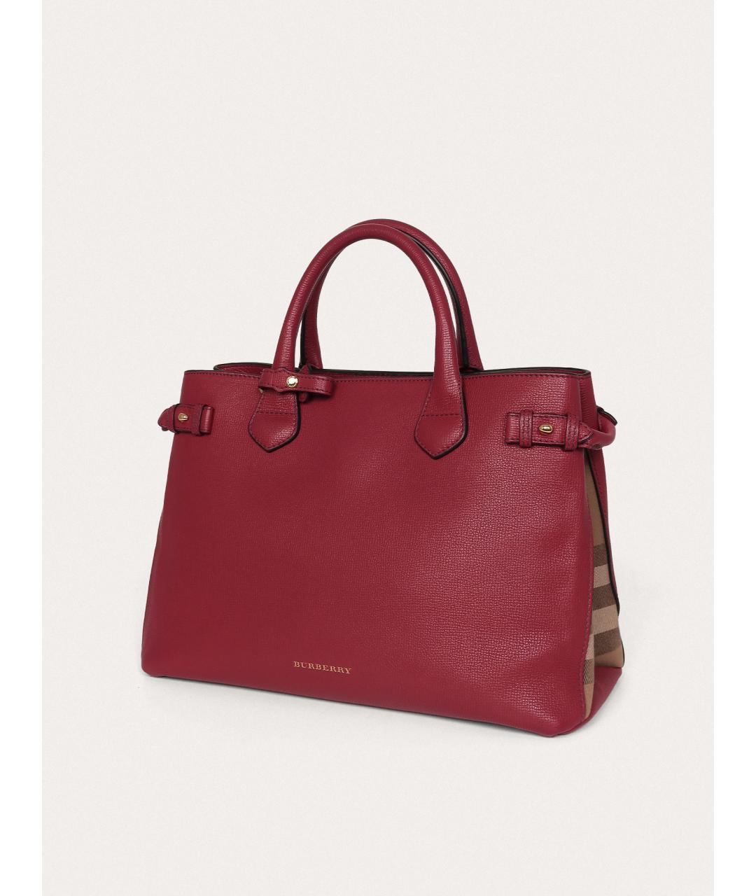 BURBERRY Бордовая кожаная сумка с короткими ручками, фото 2