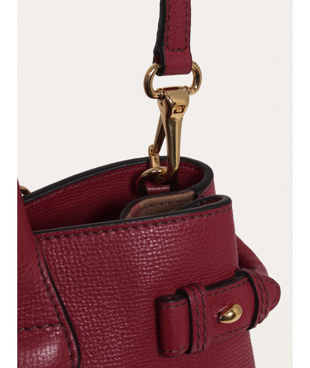 BURBERRY Бордовая кожаная сумка с короткими ручками, фото 5