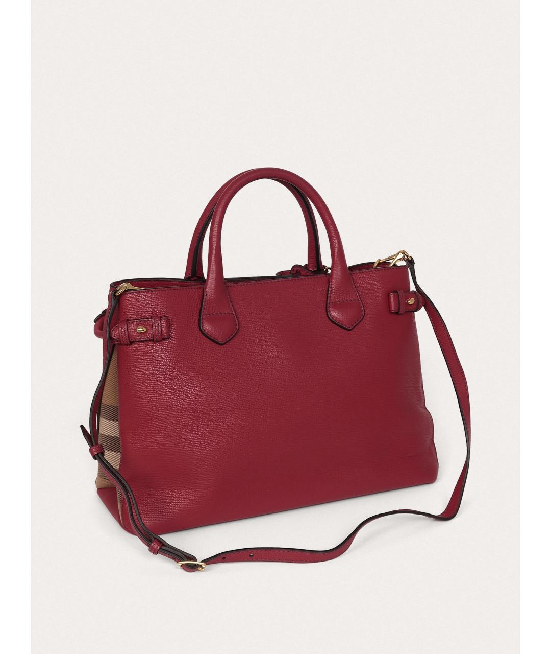 BURBERRY Бордовая кожаная сумка с короткими ручками, фото 3