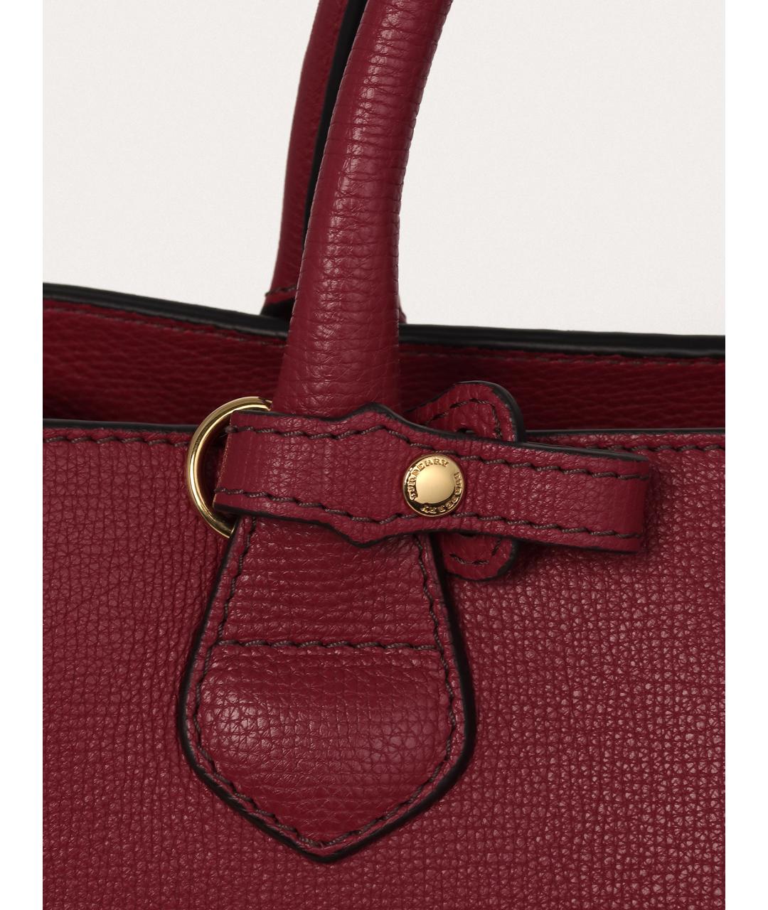 BURBERRY Бордовая кожаная сумка с короткими ручками, фото 7