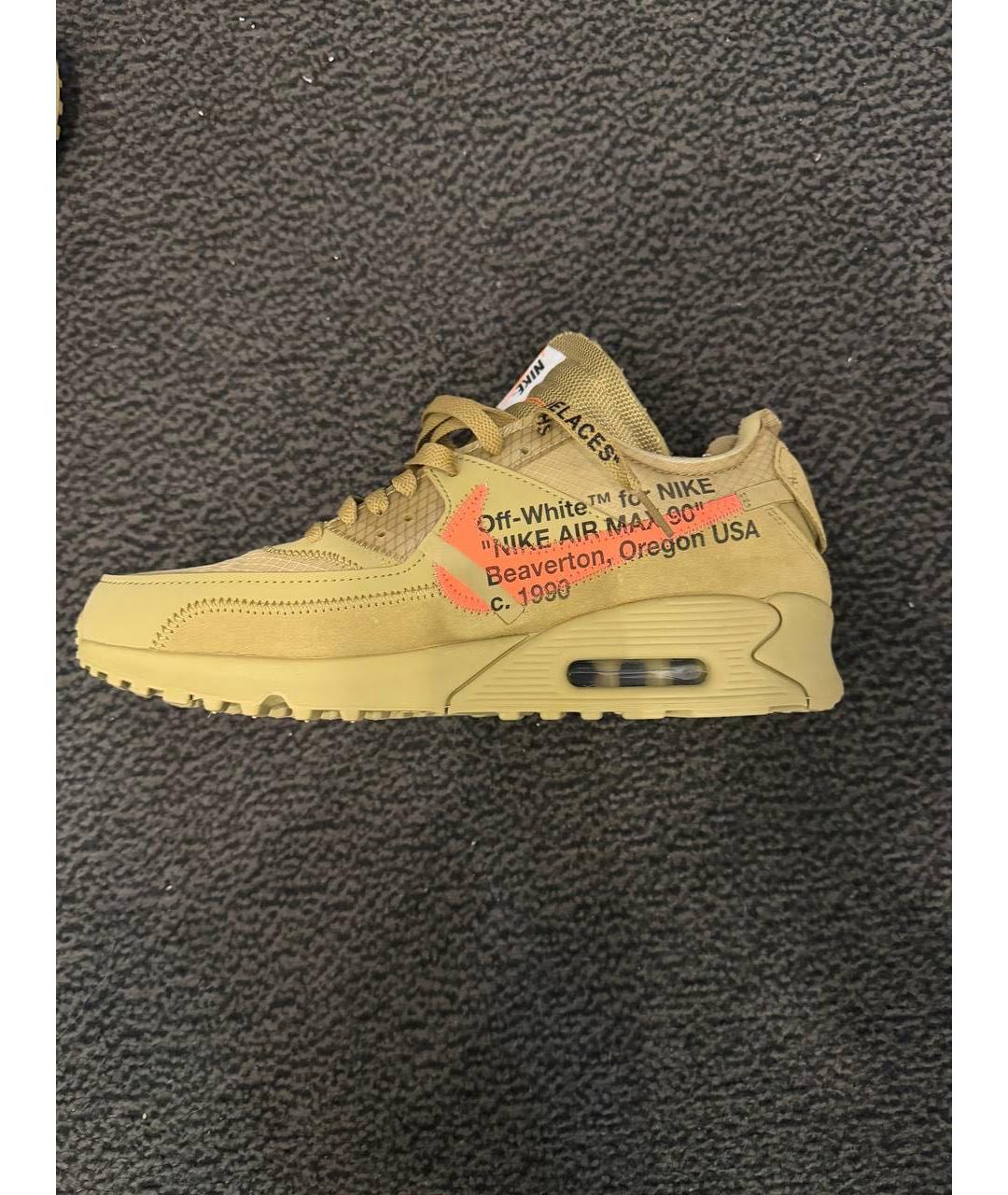 NIKE X OFF-WHITE Бежевые замшевые низкие кроссовки / кеды, фото 6