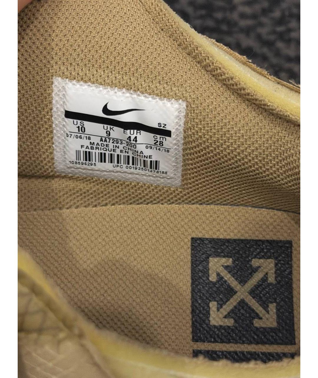 NIKE X OFF-WHITE Бежевые замшевые низкие кроссовки / кеды, фото 4