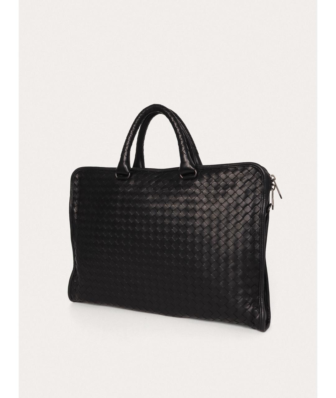 BOTTEGA VENETA Черный кожаный портфель, фото 2