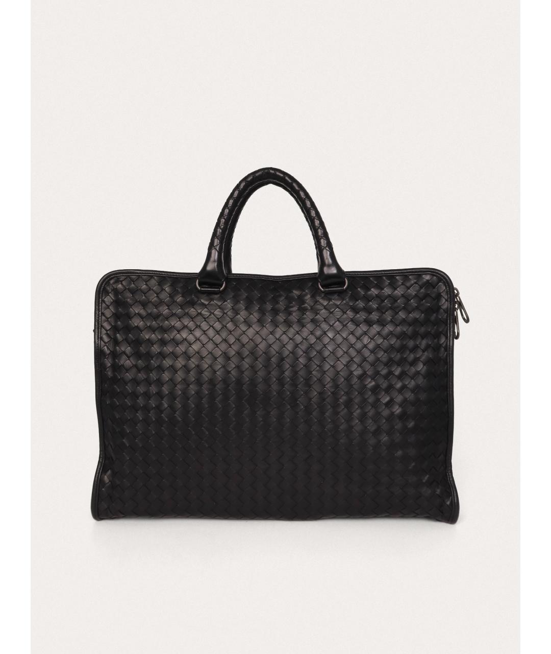 BOTTEGA VENETA Черный кожаный портфель, фото 9