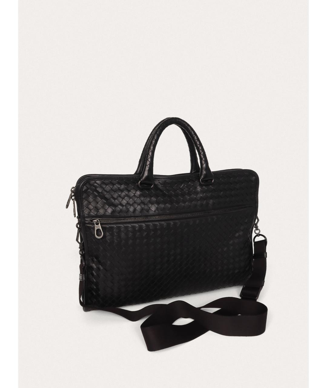 BOTTEGA VENETA Черный кожаный портфель, фото 3