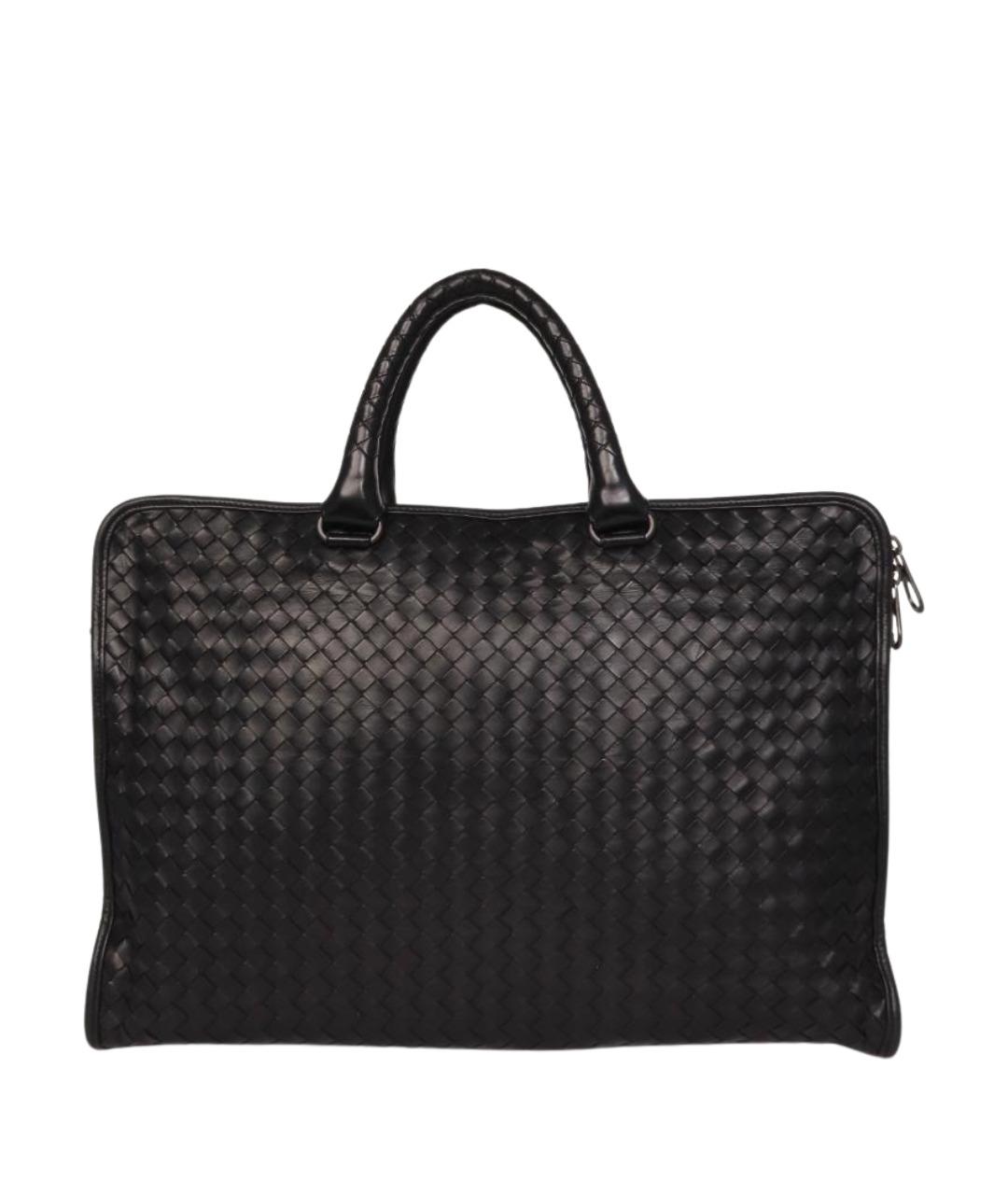BOTTEGA VENETA Черный кожаный портфель, фото 1