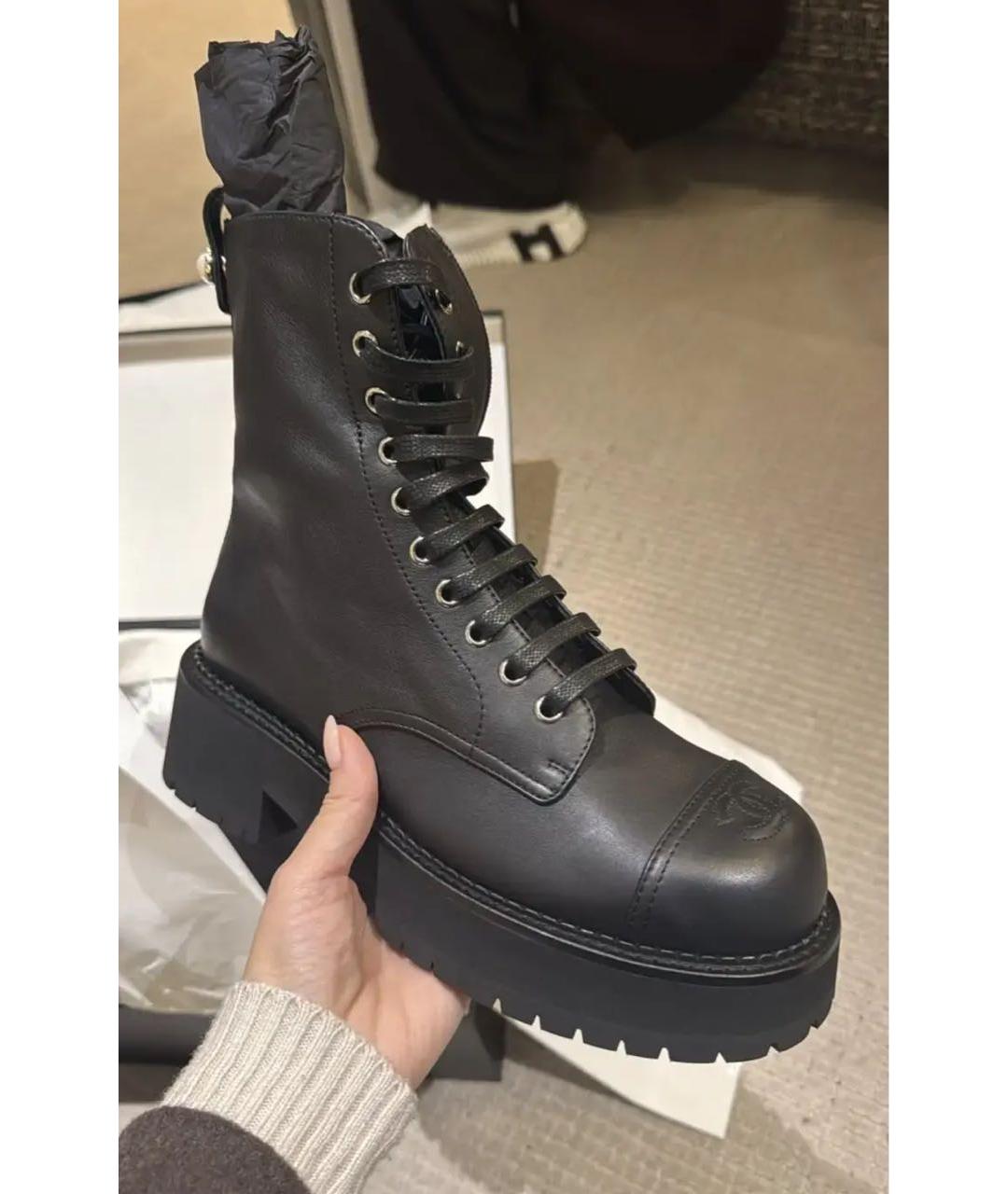 CHANEL Черные кожаные ботинки, фото 2