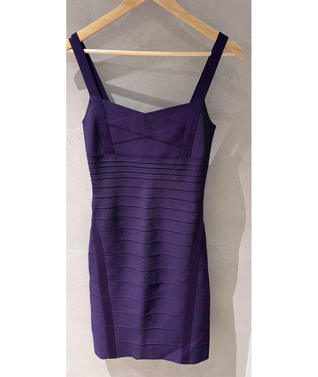 HERVE LEGER Фиолетовое вискозное вечернее платье, фото 4