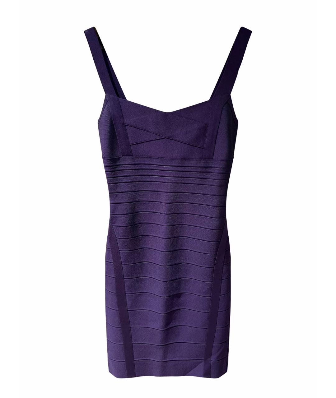 HERVE LEGER Фиолетовое вискозное вечернее платье, фото 1