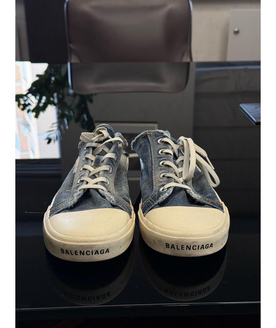 BALENCIAGA Синие текстильные низкие кроссовки / кеды, фото 2