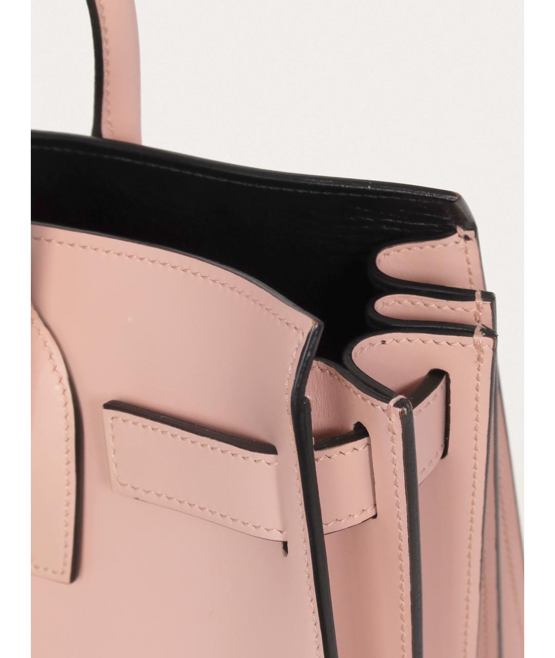 SAINT LAURENT Розовая кожаная сумка с короткими ручками, фото 7