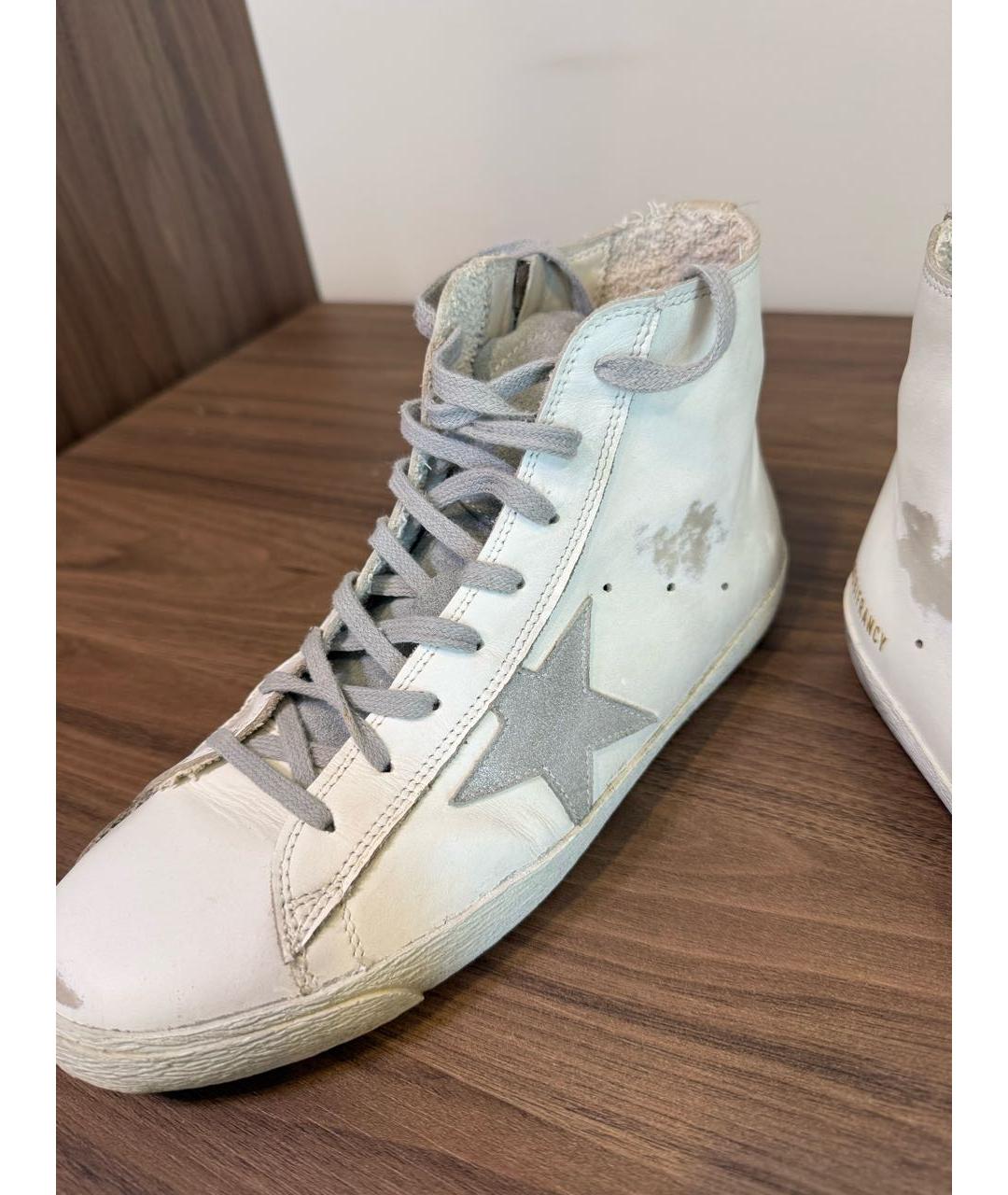 GOLDEN GOOSE Белые кожаные высокие кроссовки / кеды, фото 7