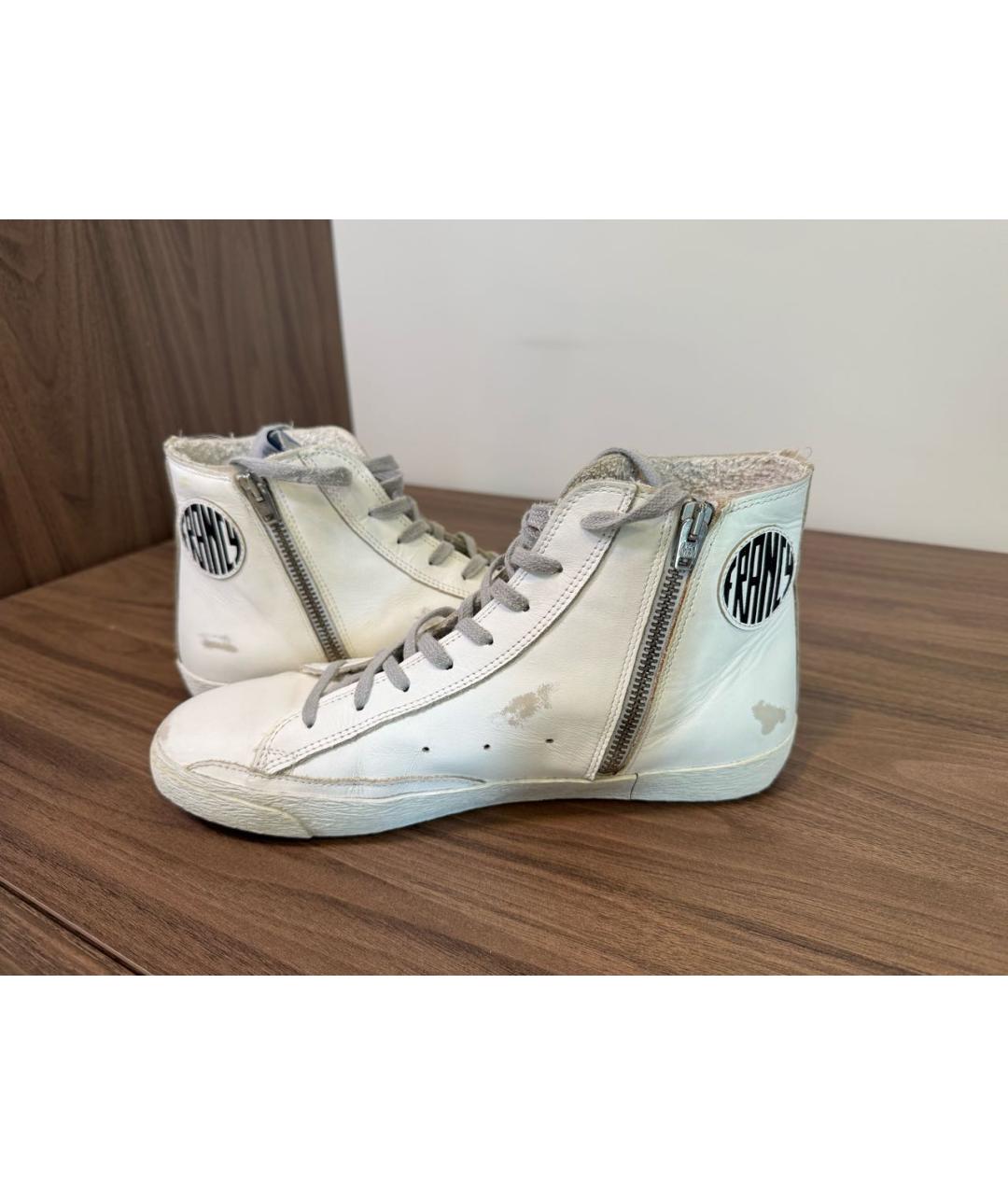 GOLDEN GOOSE Белые кожаные высокие кроссовки / кеды, фото 6