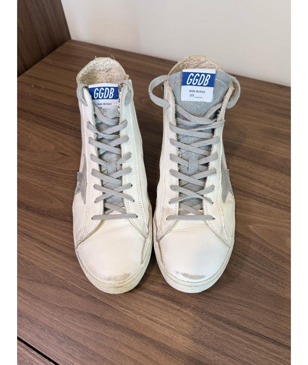GOLDEN GOOSE Белые кожаные высокие кроссовки / кеды, фото 2