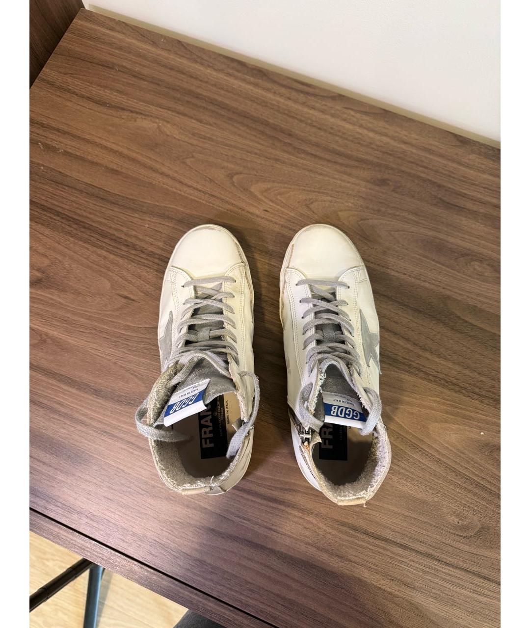 GOLDEN GOOSE Белые кожаные высокие кроссовки / кеды, фото 3