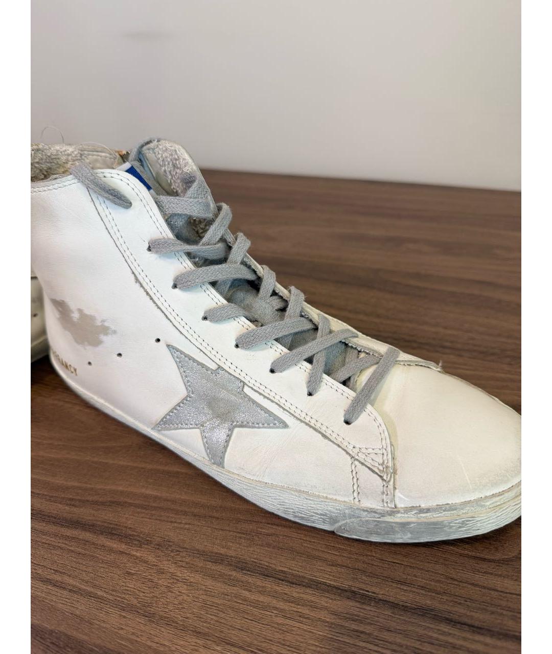 GOLDEN GOOSE Белые кожаные высокие кроссовки / кеды, фото 5