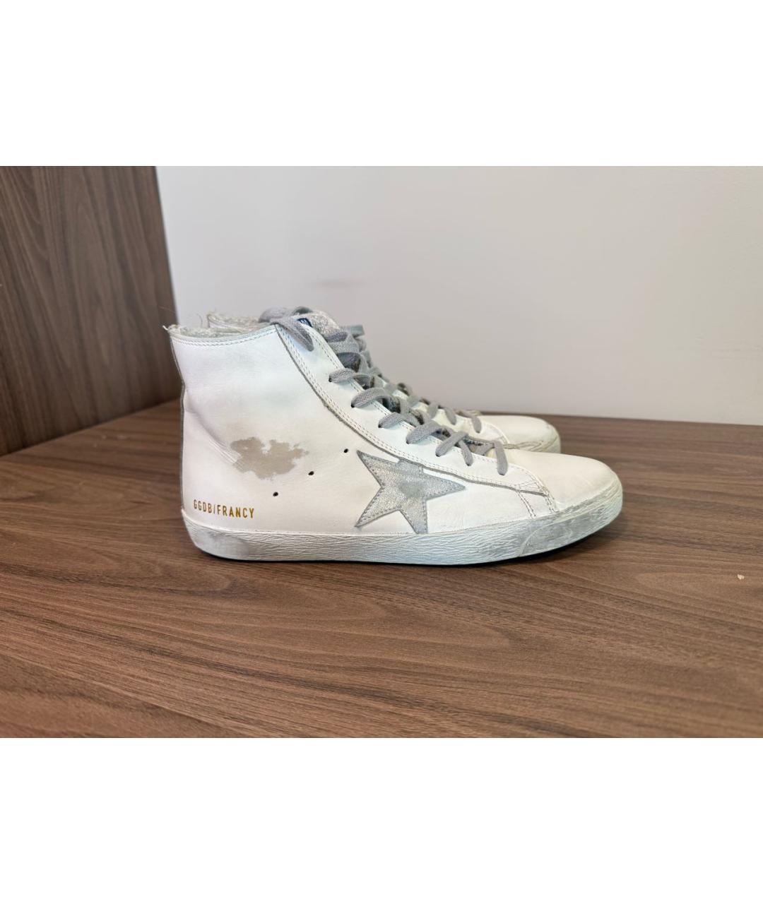 GOLDEN GOOSE Белые кожаные высокие кроссовки / кеды, фото 8