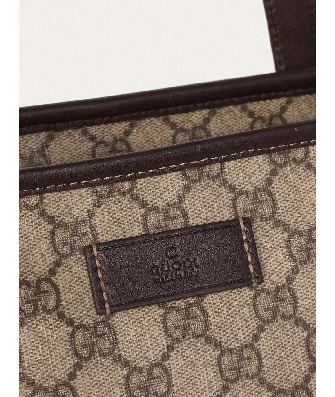 GUCCI Бежевая кожаная сумка тоут, фото 5