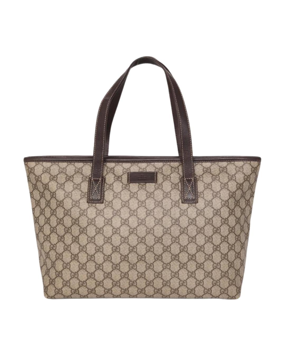 GUCCI Бежевая кожаная сумка тоут, фото 1