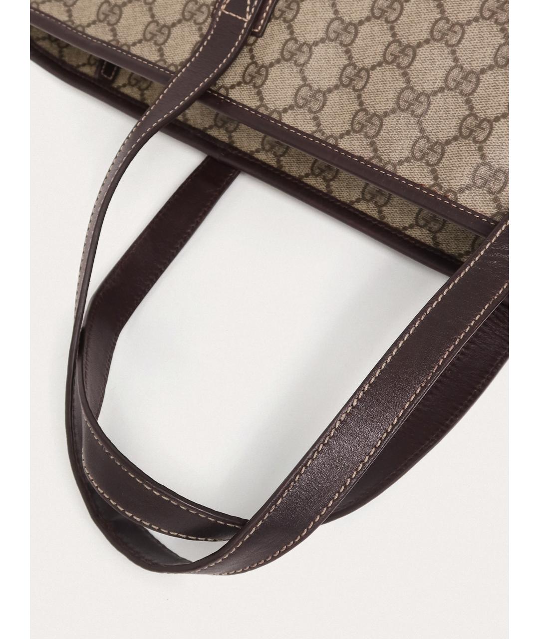GUCCI Бежевая кожаная сумка тоут, фото 6