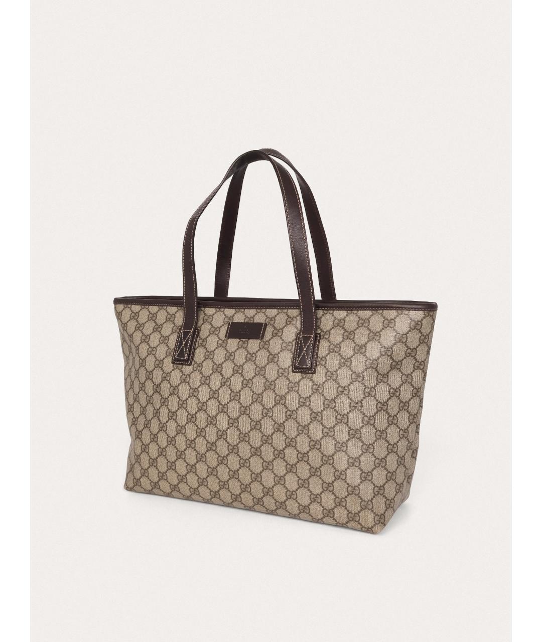 GUCCI Бежевая кожаная сумка тоут, фото 2