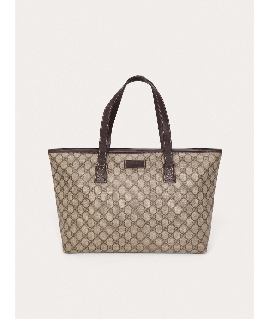 GUCCI Бежевая кожаная сумка тоут, фото 9