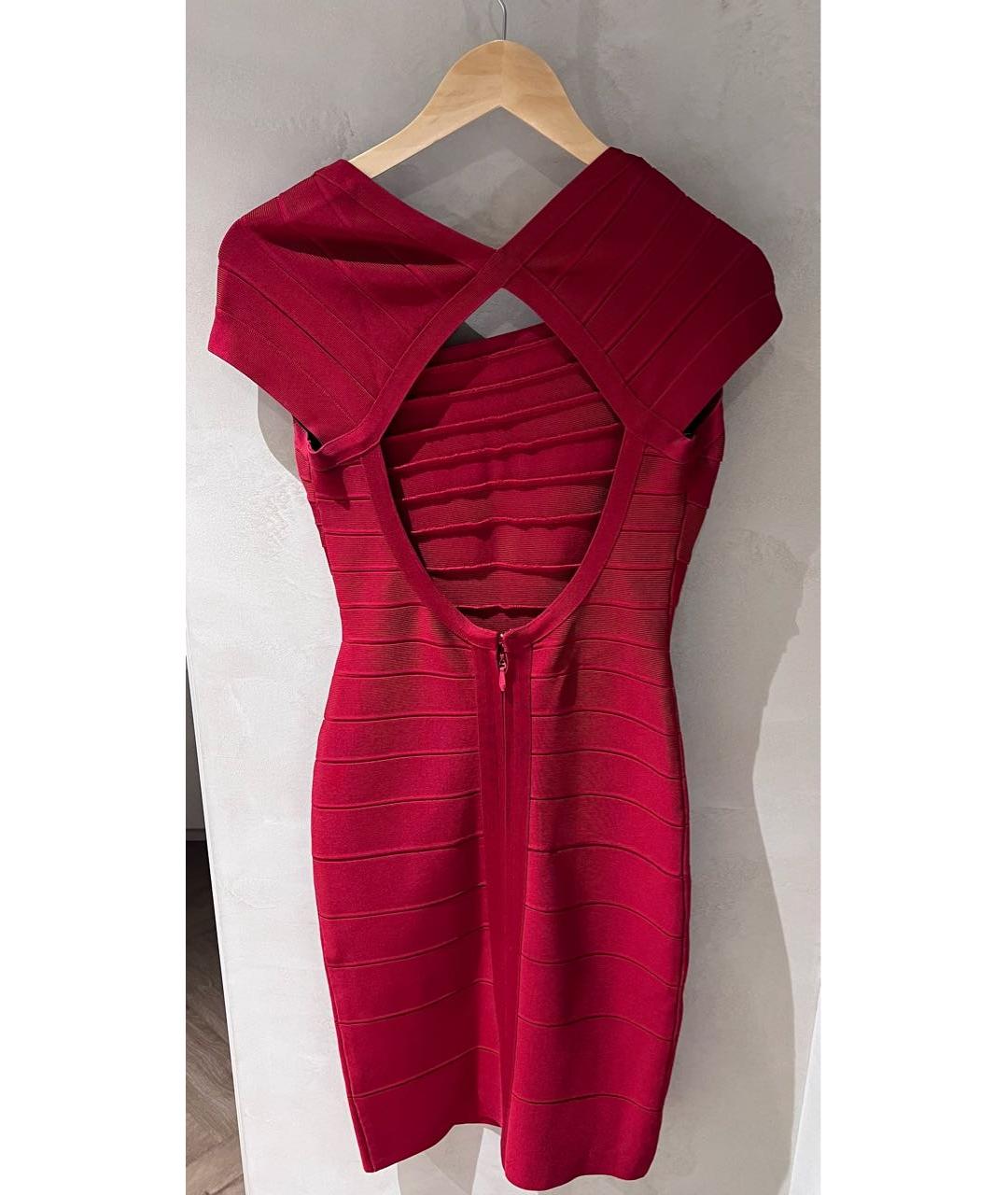 HERVE LEGER Красное вискозное коктейльное платье, фото 2