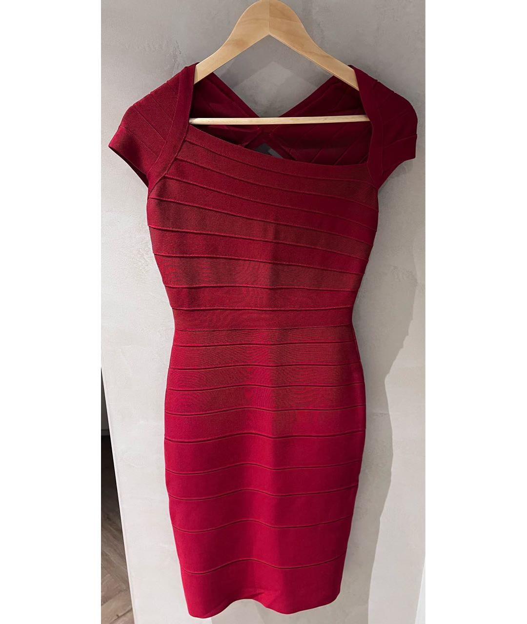 HERVE LEGER Красное вискозное коктейльное платье, фото 4