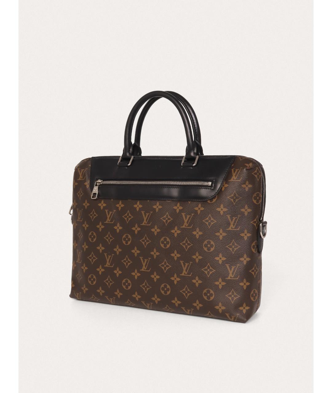LOUIS VUITTON Коричневый кожаный портфель, фото 3