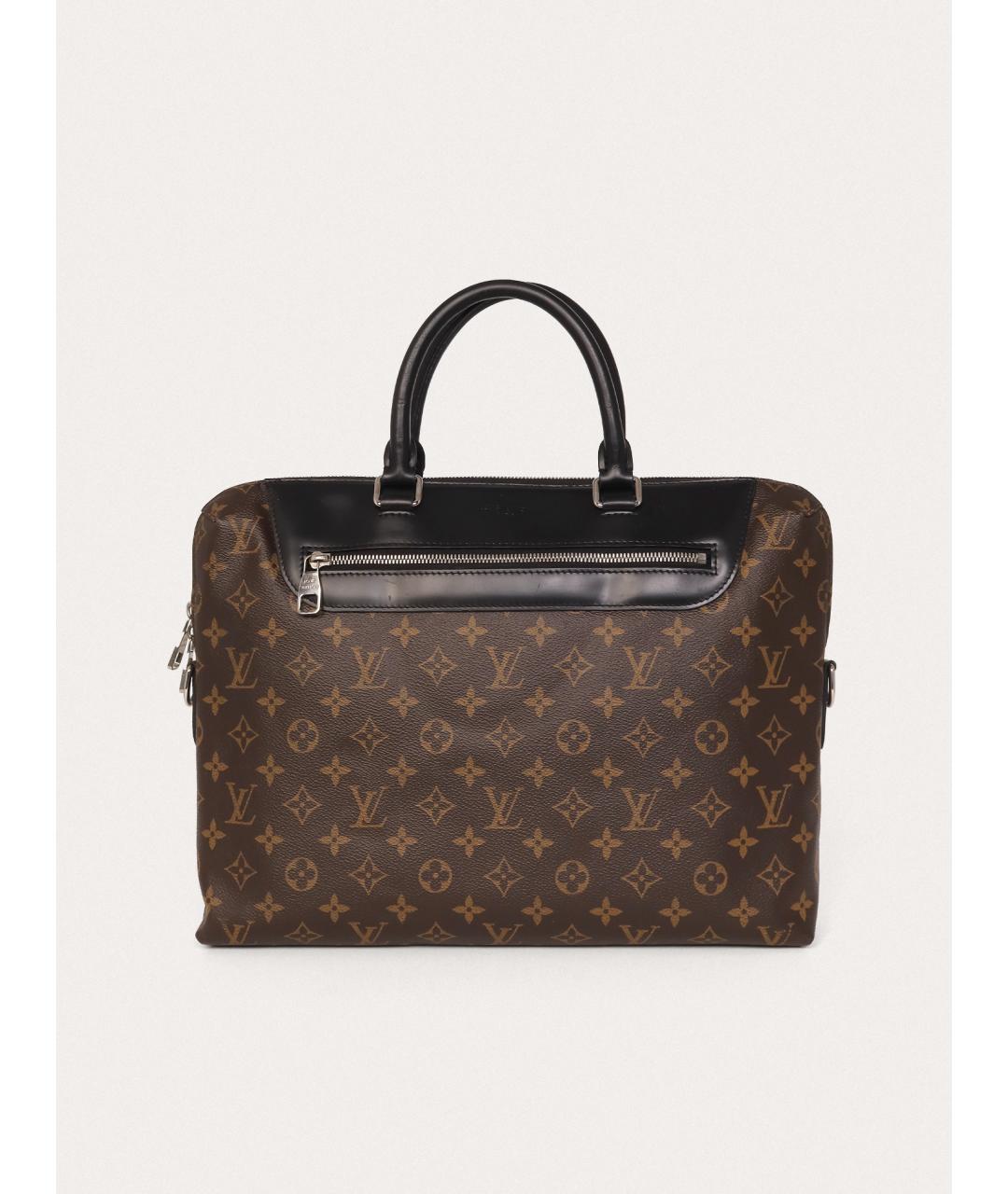 LOUIS VUITTON Коричневый кожаный портфель, фото 2