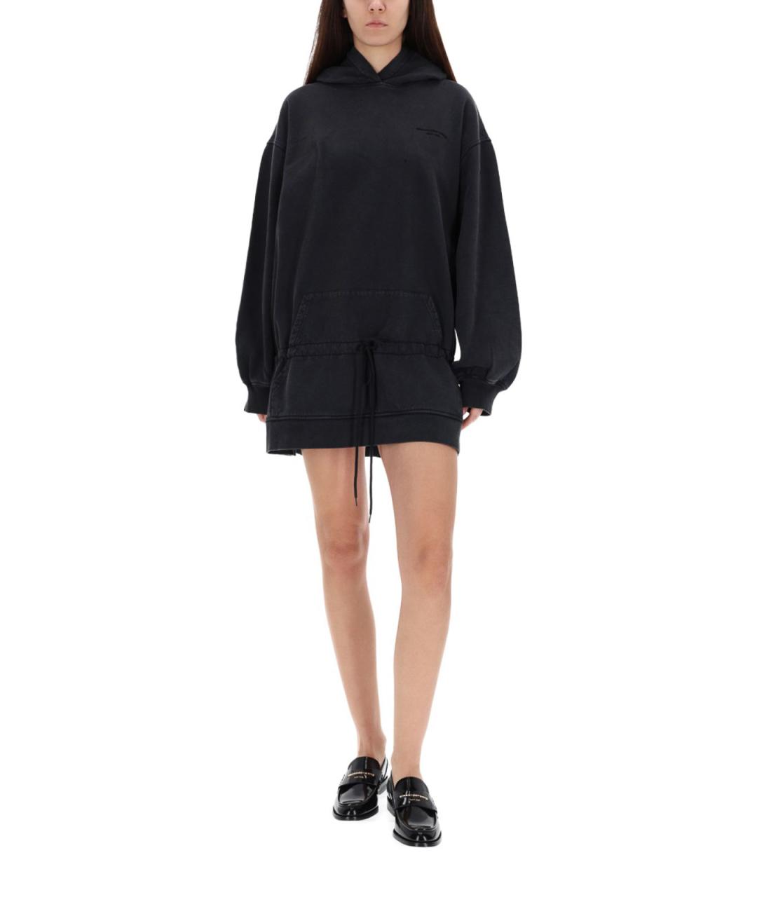 T BY ALEXANDER WANG Черное хлопковое повседневное платье, фото 2
