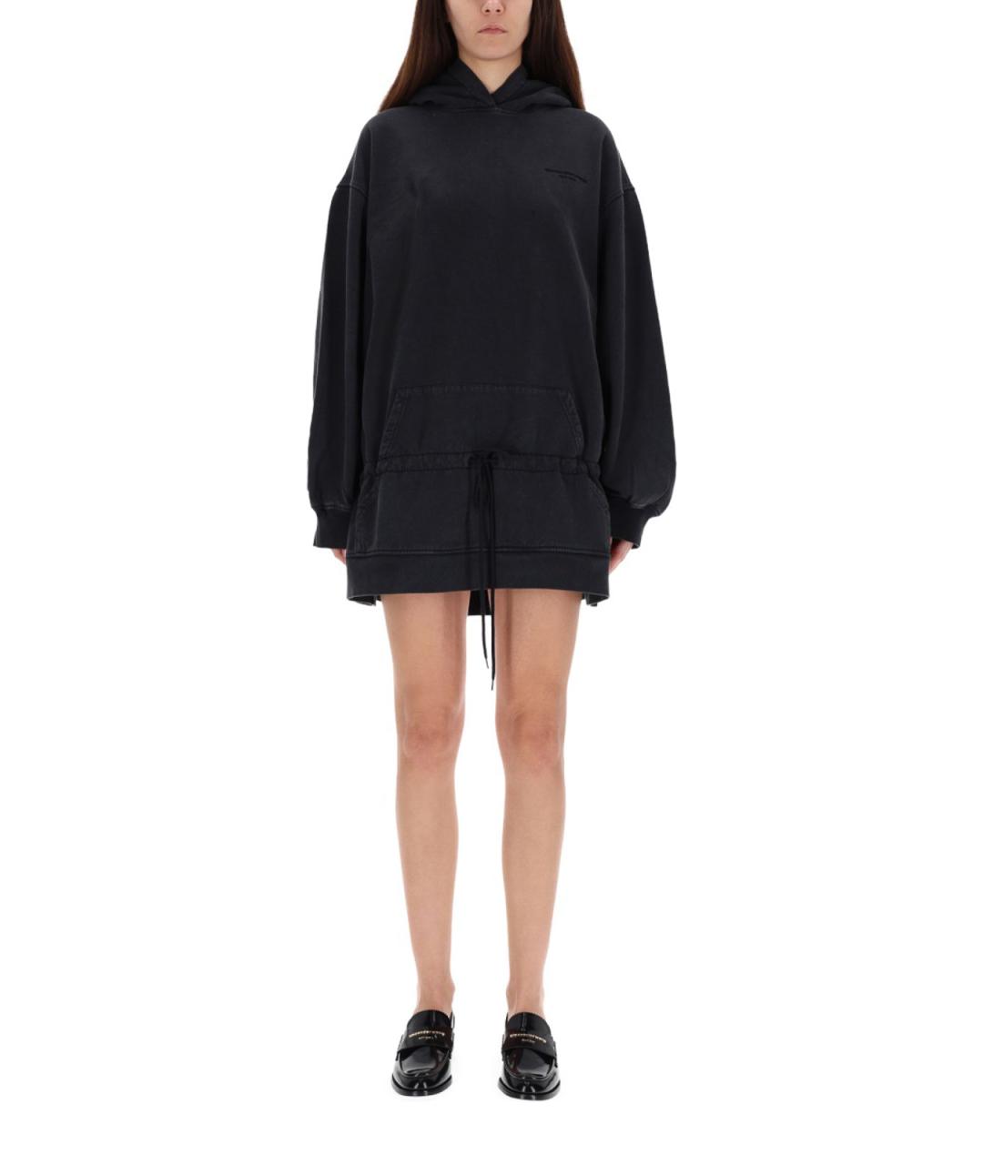 T BY ALEXANDER WANG Черное хлопковое повседневное платье, фото 4