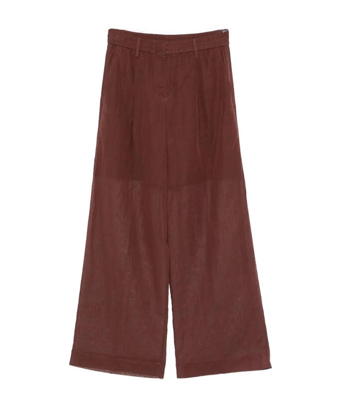 BRUNELLO CUCINELLI Бордовые хлопковые брюки широкие, фото 1