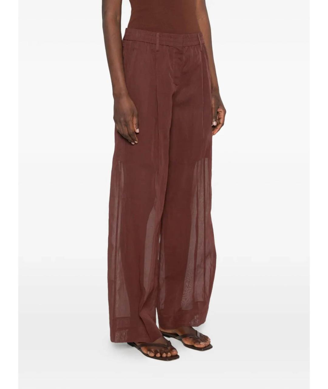 BRUNELLO CUCINELLI Бордовые хлопковые брюки широкие, фото 3