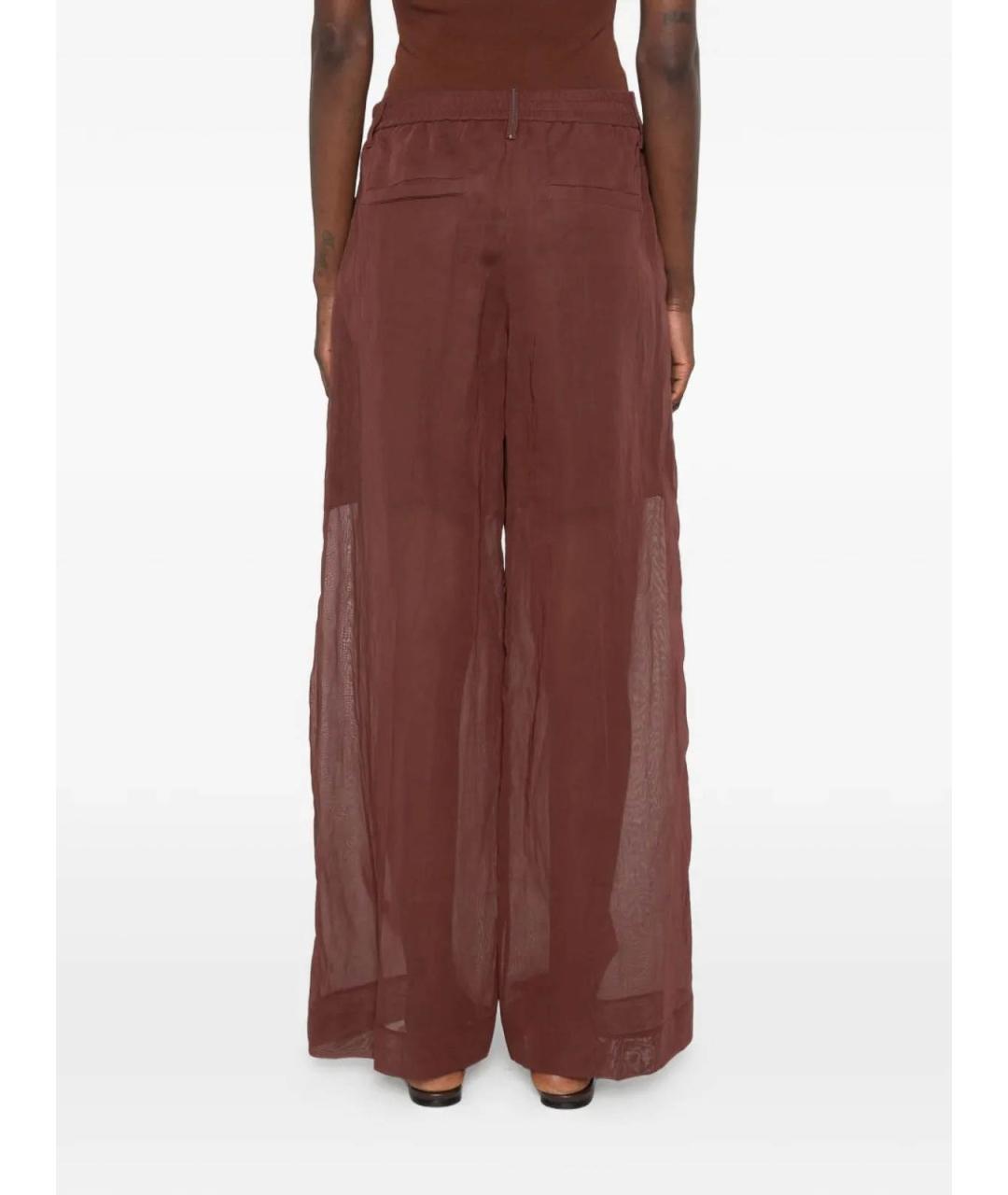 BRUNELLO CUCINELLI Бордовые хлопковые брюки широкие, фото 4