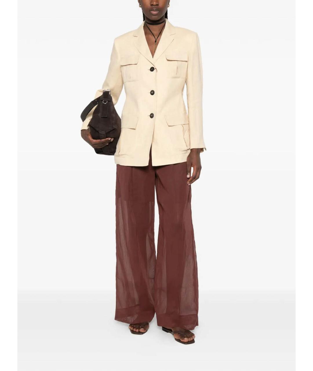 BRUNELLO CUCINELLI Бордовые хлопковые брюки широкие, фото 2
