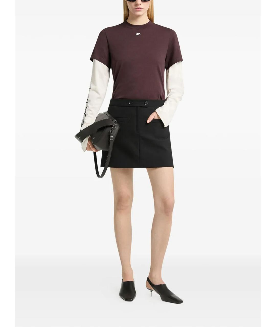 COURREGES Бордовая хлопковая футболка, фото 2