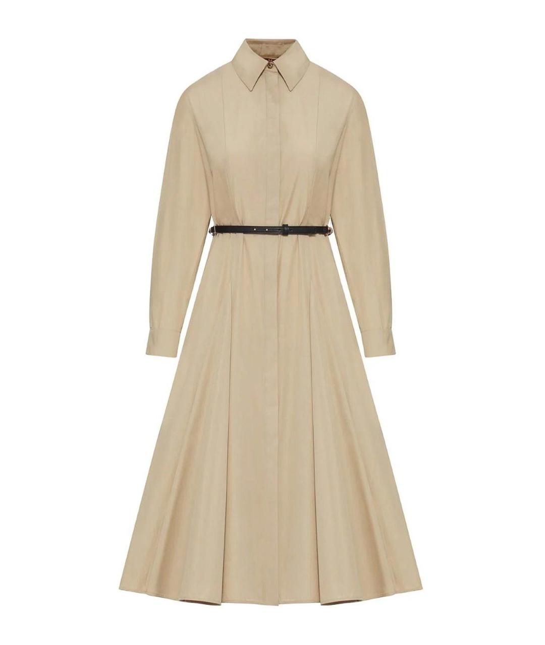 MAX MARA STUDIO Бежевое хлопковое повседневное платье, фото 1