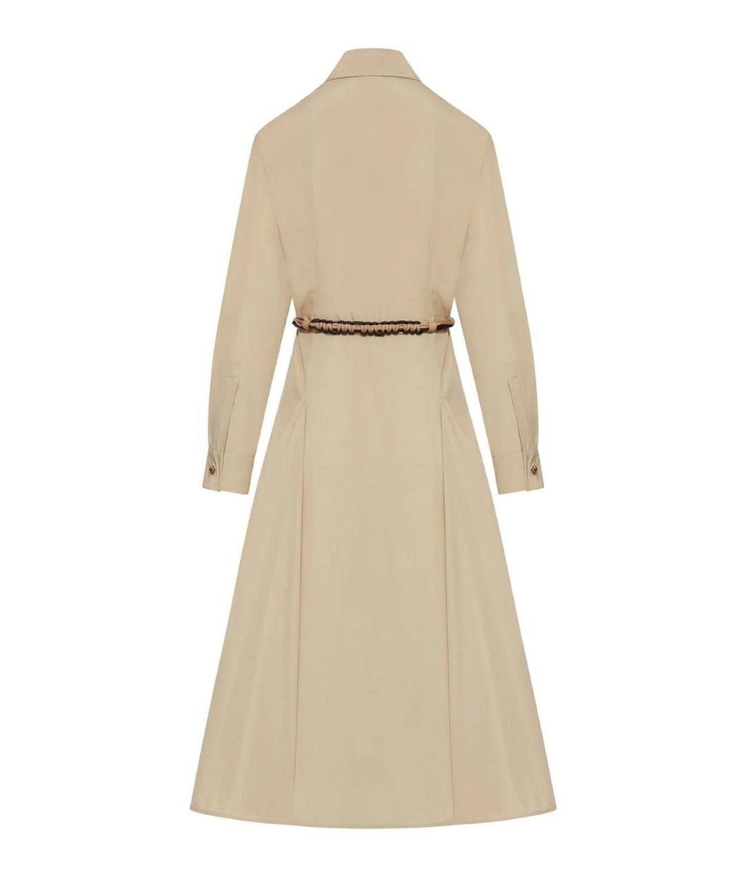 MAX MARA STUDIO Бежевое хлопковое повседневное платье, фото 2