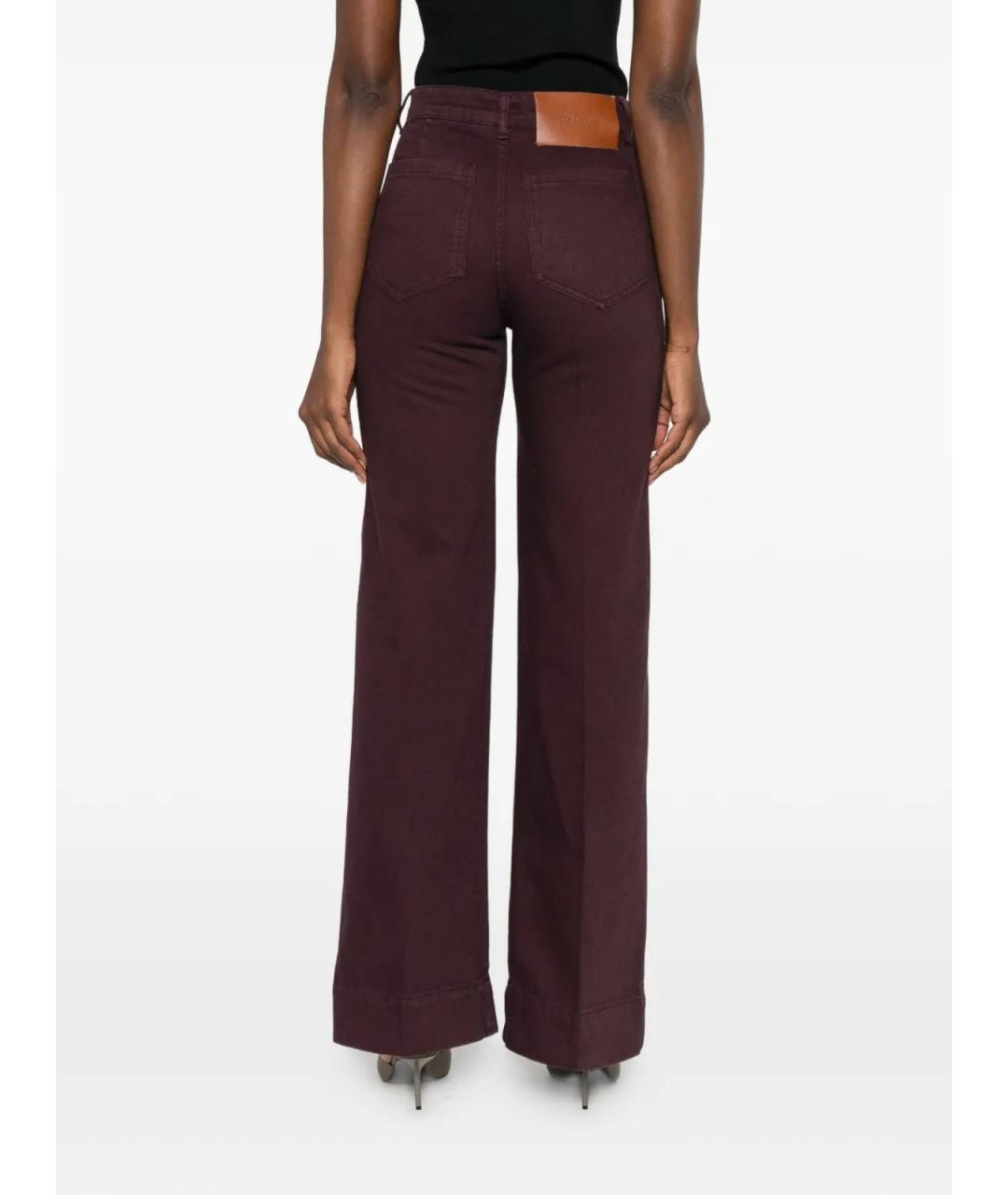 VICTORIA BECKHAM Бордовые хлопковые брюки широкие, фото 4