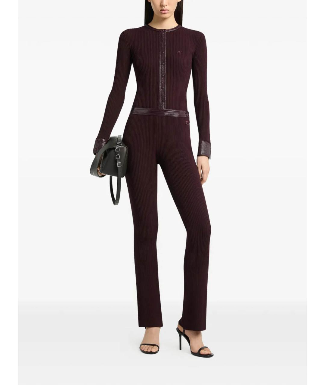 COURREGES Бордовые полиэстеровые брюки узкие, фото 2