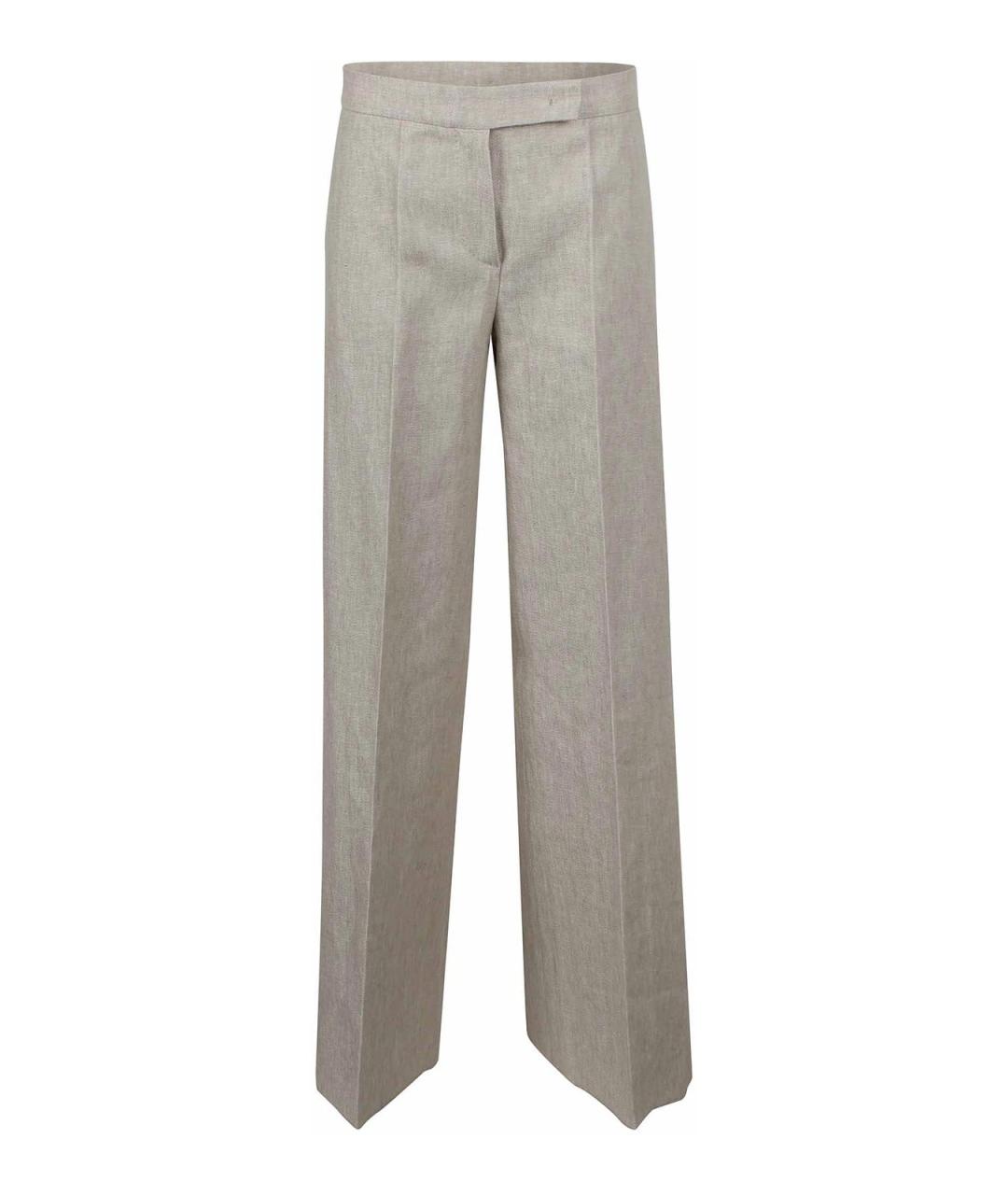 MAX MARA Бежевые льняные прямые брюки, фото 1