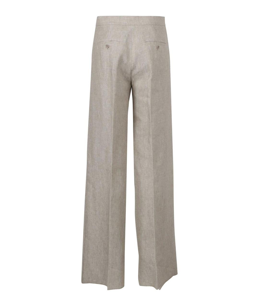 MAX MARA Бежевые льняные прямые брюки, фото 2