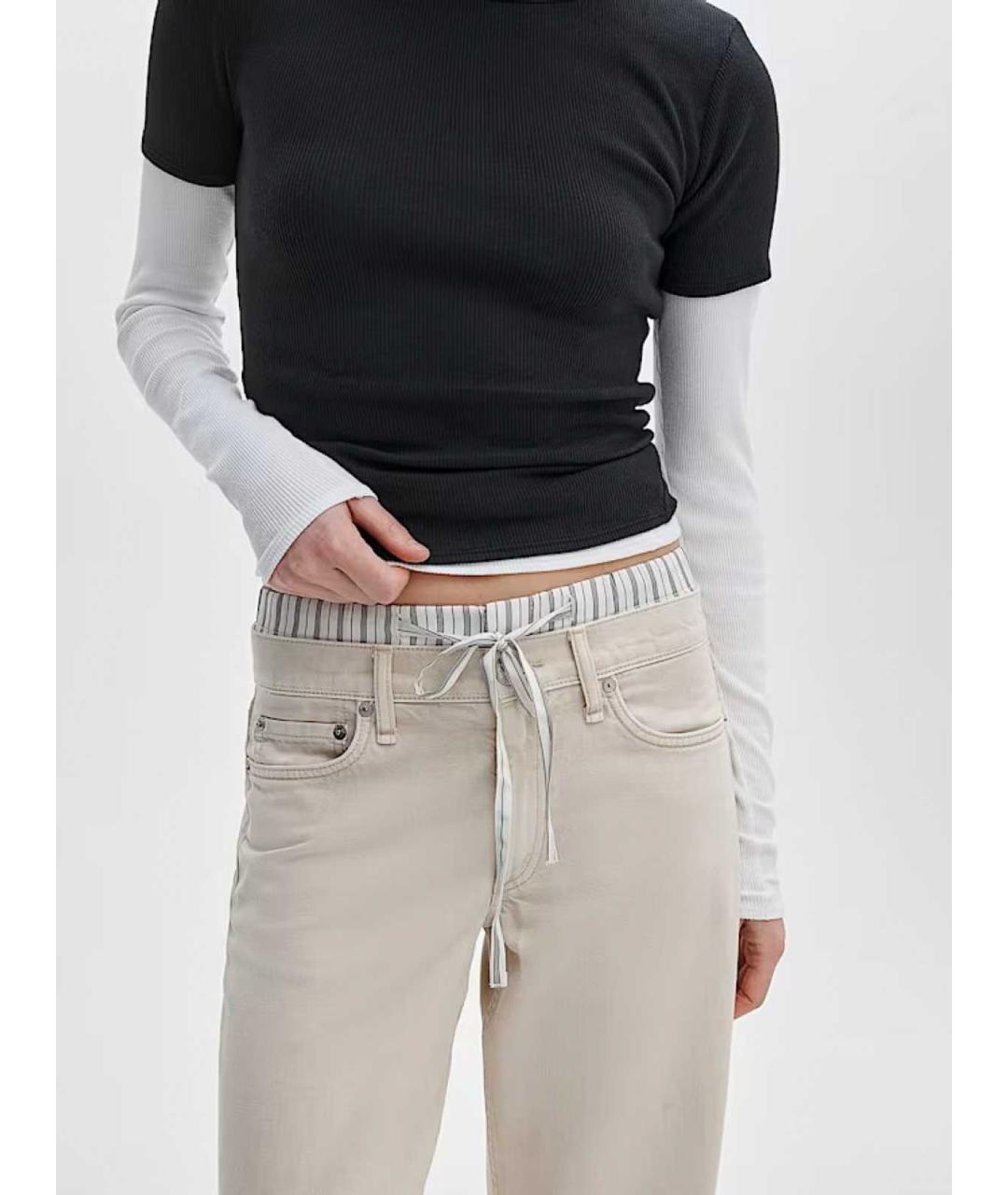 RAG & BONE Бежевые хлопковые брюки широкие, фото 3
