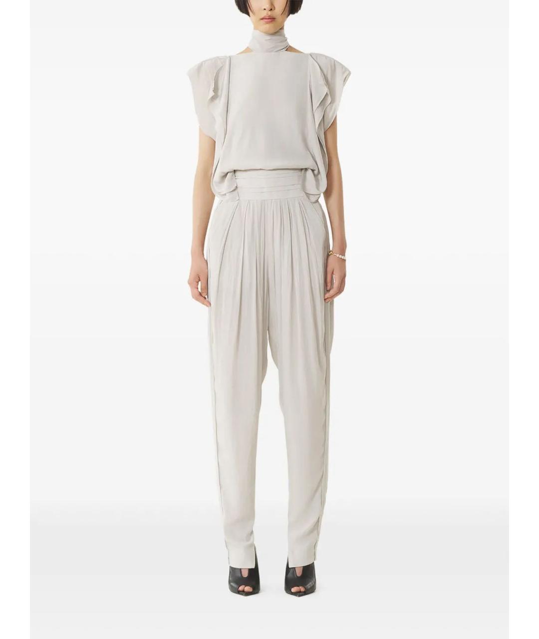 LANVIN Бежевые полиэстеровые прямые брюки, фото 2