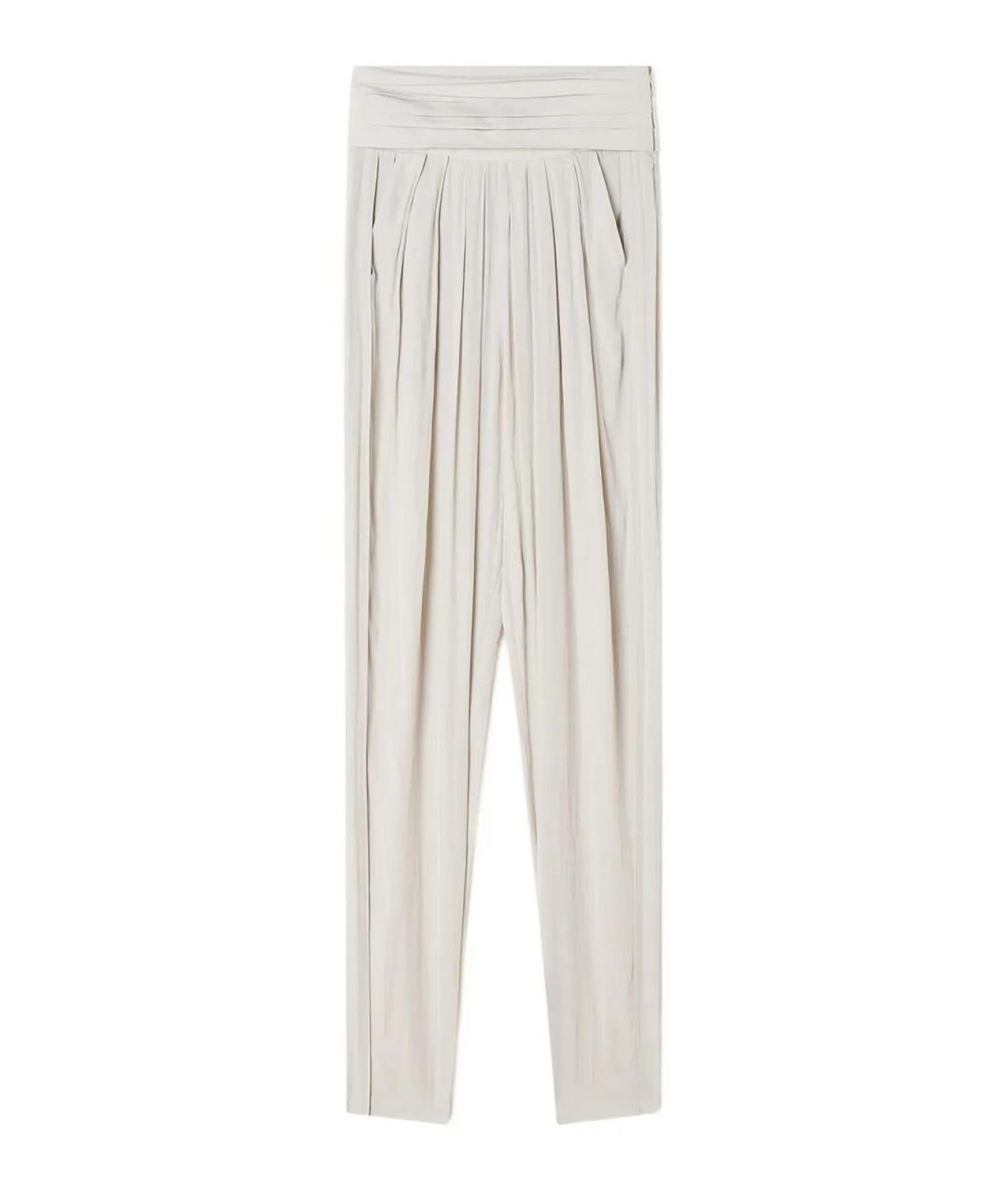 LANVIN Бежевые полиэстеровые прямые брюки, фото 1